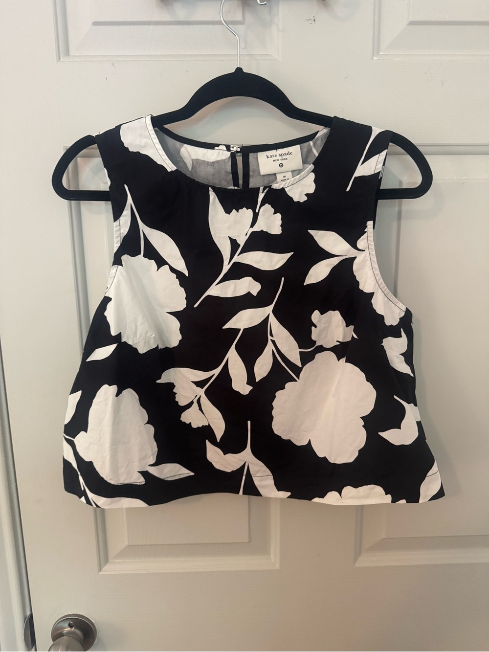 Kate Spade Black & White Floral Sleeveless Tank Top size M